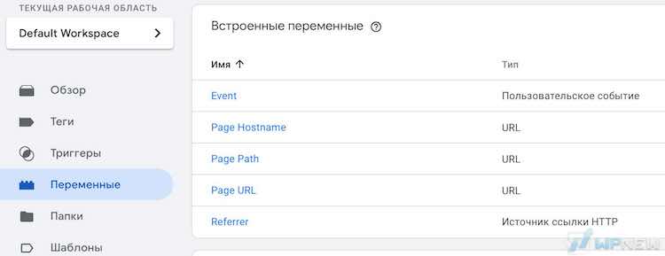 Переменные GTM
